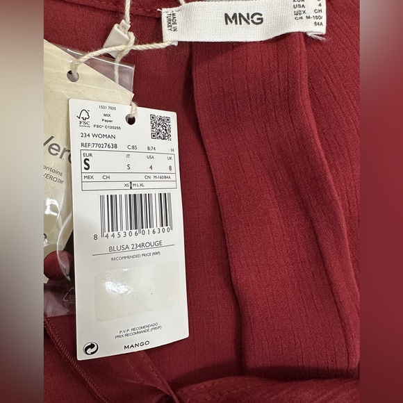 Mango burgundy satin blouse - Picture 6 of 7